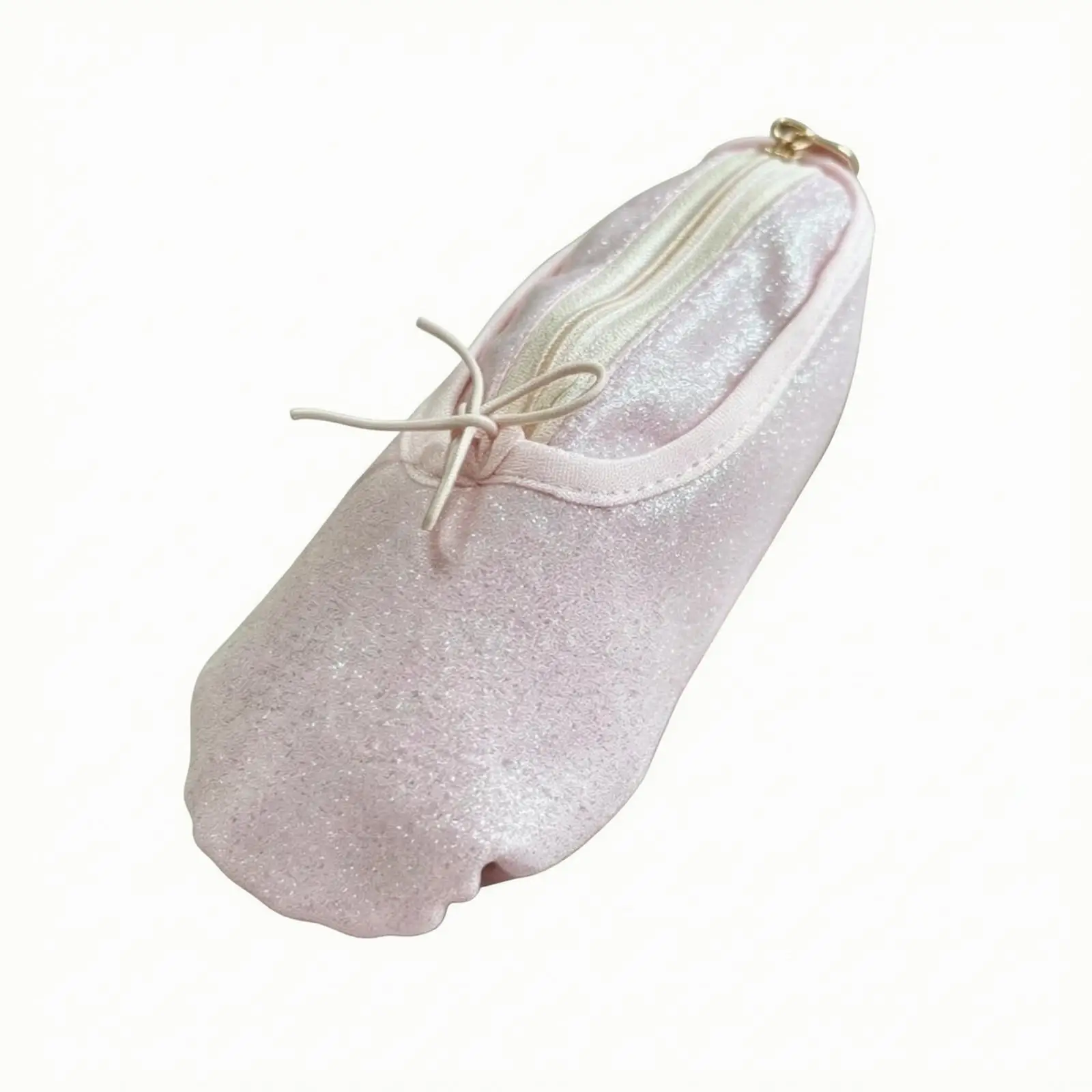 Ballet Shoe Pouch Zippered Ballet Shoe Makeup Bag Pouch with Bow Glittery Cosmetic Bag Lightweight for Travel, Everyday Carry