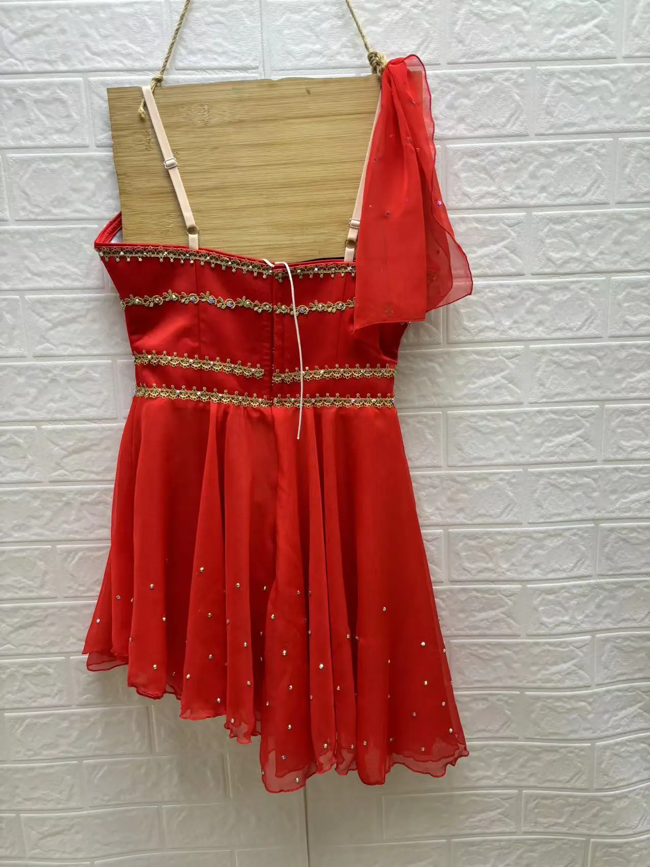 Fine Pattern Custom Size Custom Color Kids Girls Performance Wear Contemporary Red Lyrical Ballet Dress