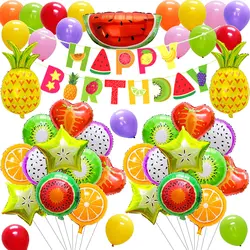 Fruit Mylar Balloons Tropical Party Supplies 18Inch Large Balloons for Birthday Party Baby Shower Summer Holiday DIY Decorations