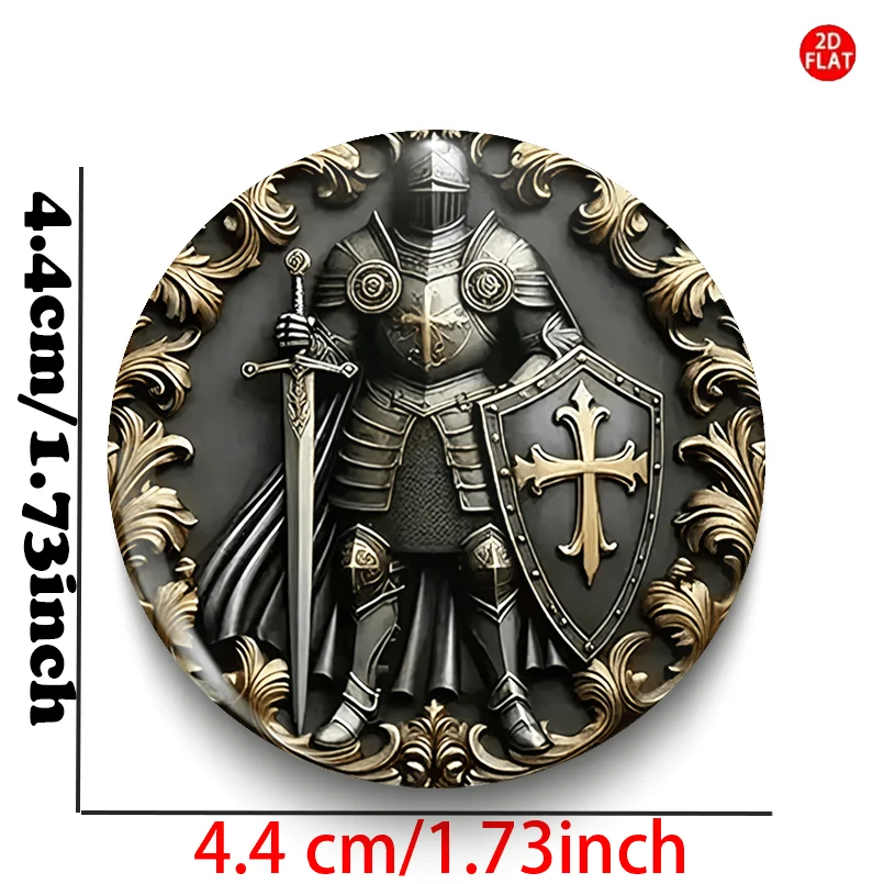 2D Flat, (2D FLAT) Knight Themed Classic Fashion Brooch/pin/badge, Perfect for Pairing with Jeans, Clothes, Backpacks, and Hats,