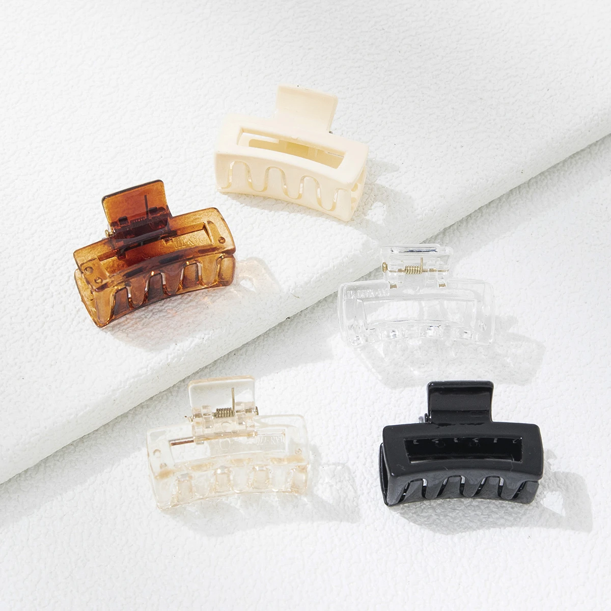 5pcs Square Small Grab Clip Ins Wind Mori System Small Fresh Hair Clip Basic Solid Colour Versatile Bangs Clip Top Clip Back of