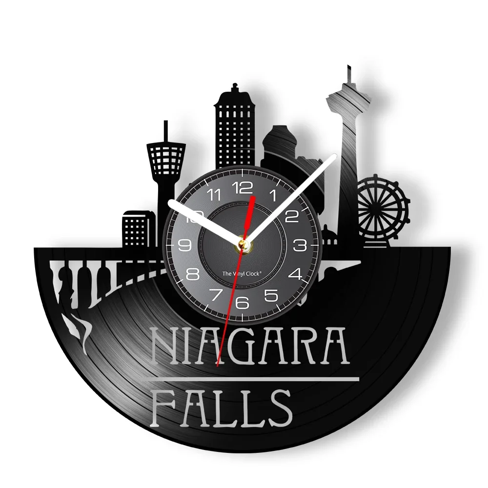 Niagara Falls Artwork Vintage Wall Clock Made of Real Vinyl Record Travel View Vinyl Disk Crafts Wall Clock for Traveler Gift