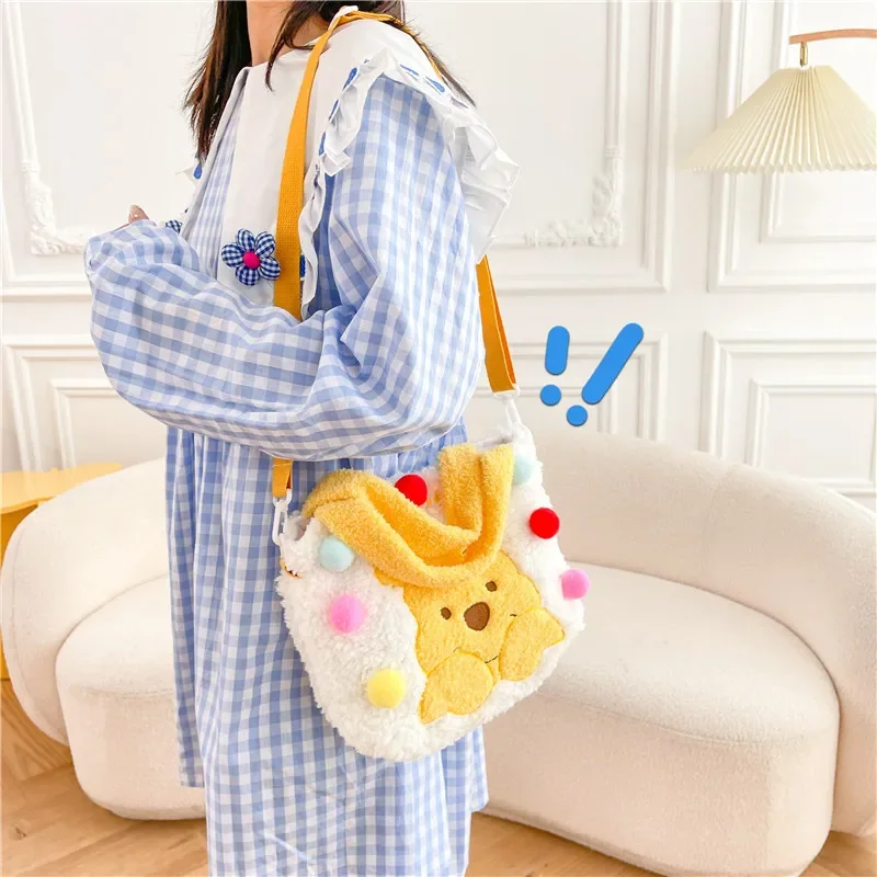 

Disney Mickey Mouse New Pooh Ball Plush Messenger Bag Doll Plush Handbag Utility New Plush shoulder Bag