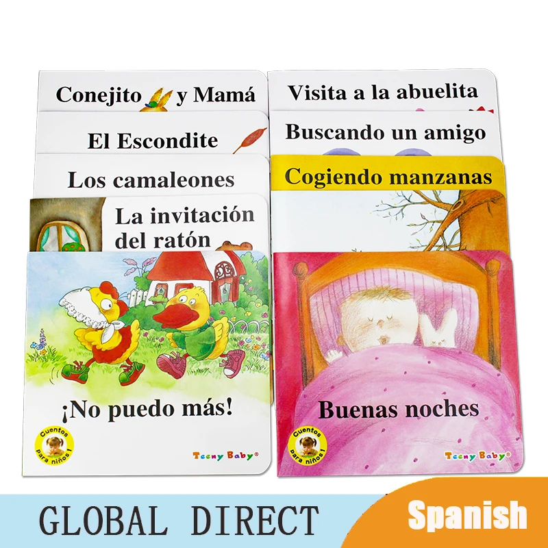 10Pcs/Set Kids Spanish Classic Storybooks Children Montessori Painted Book Preschool Pictures for Age 2-6 Baby Bedtime Read Aids