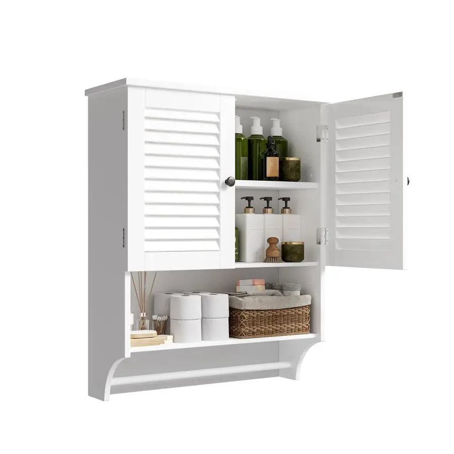 

Medicine Cabinet, Bathroom Wall Cabinet, 2 Doors Over The Toilet Space Saver Storage Cabinet with Large Space, White