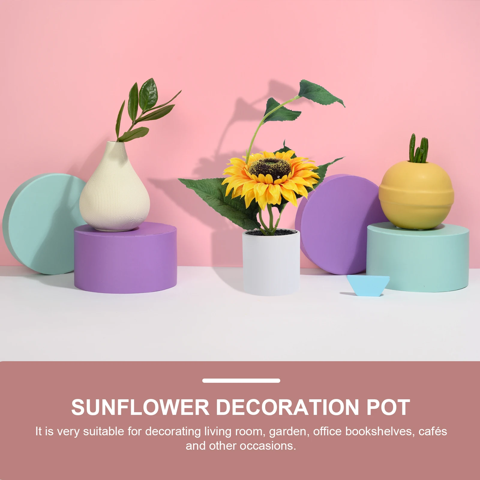 

Simulation Plant Bonsai Realistic Faux Sunflower Decorative Garden Pot Potted Plant Home Office Adornment PlasticSmall Exquisite