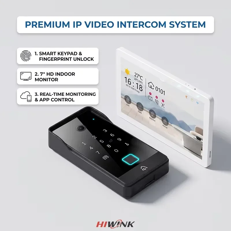 Hiwink Smart IP Video Intercom Doorbell System 2K Wide Angle Night Vision Dual Lock Relay Output Support Google Home Tuya App