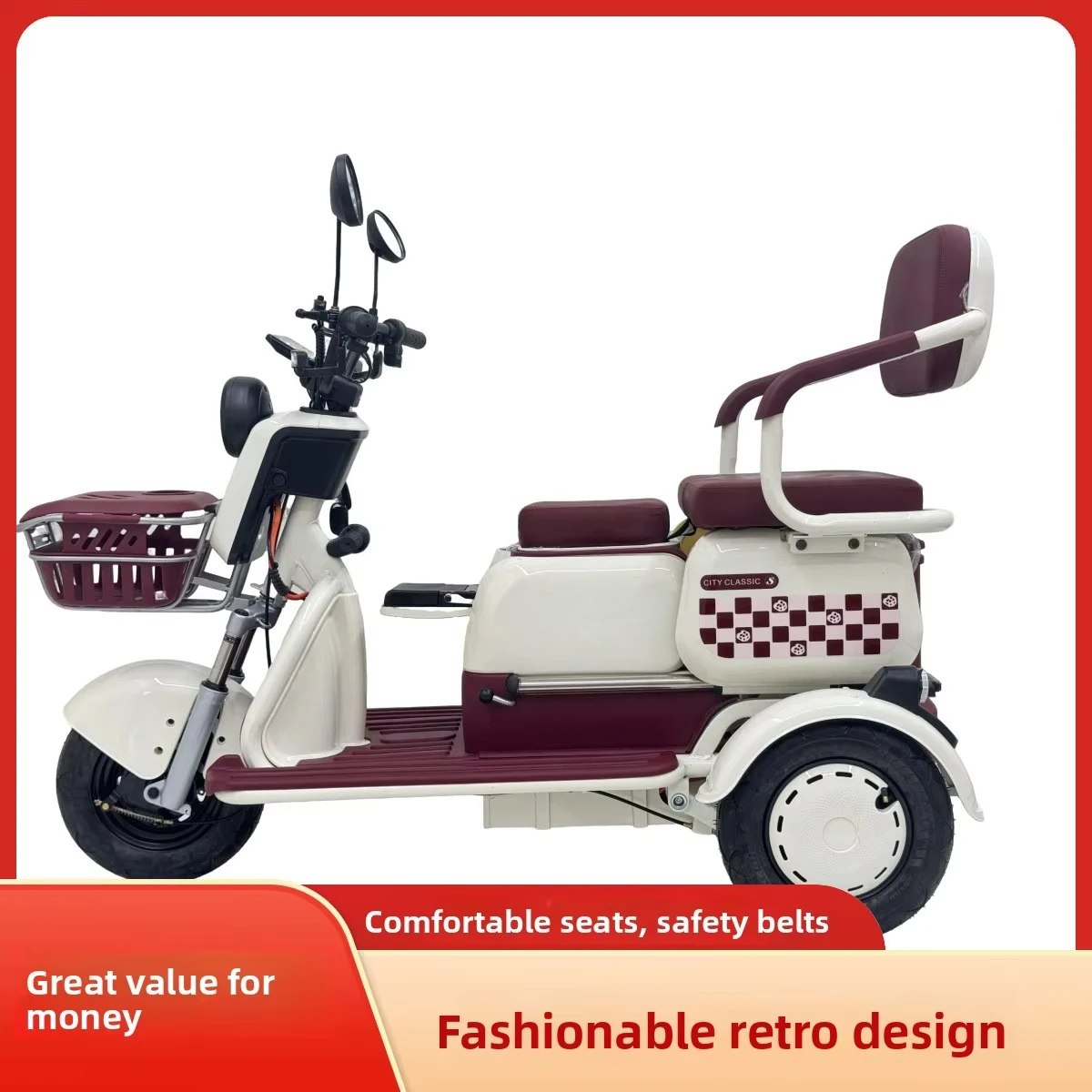 Electric Tricycle Adults Elderly Children Women Small Size Open Pick/Drop Function 30km/h Speed 100-200kg Payload 50-70km Range
