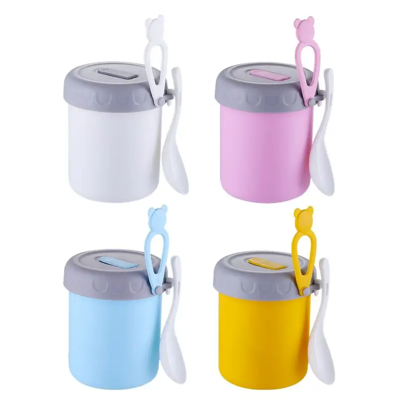 Insulated Food Jar portable stainless steel soup cup reuseable sealed food container multipurpsoe milk breakfast cup with spoon