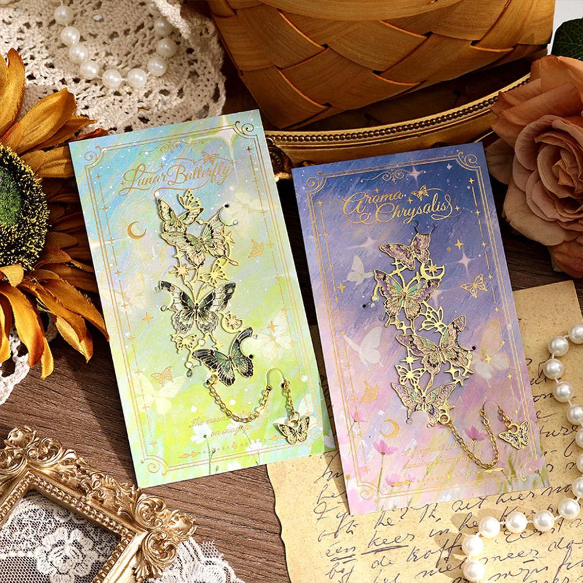 الملونة الجوف فراشة معدنية المرجعية قلادة القراءة ملحق هدية إعطاء المرجعية المعادن القرطاسية اليابانية