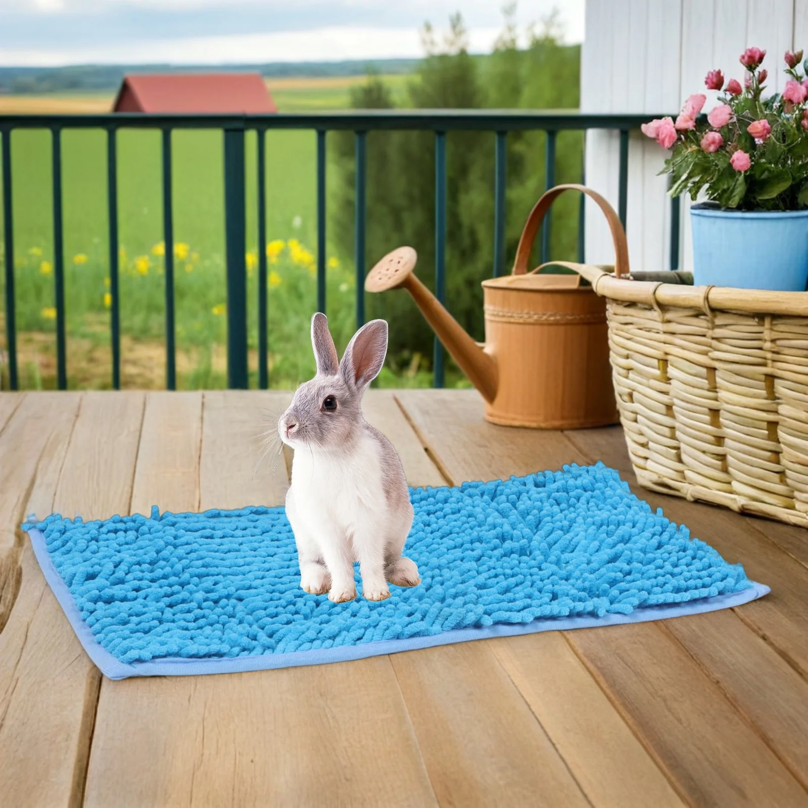 

4Pcs Small Animal Blanket - 19x11 Inch Soft Chenille Pet Cage Mat Reusable Non-Slip Washable Bedding for Guinea Pig Hamster