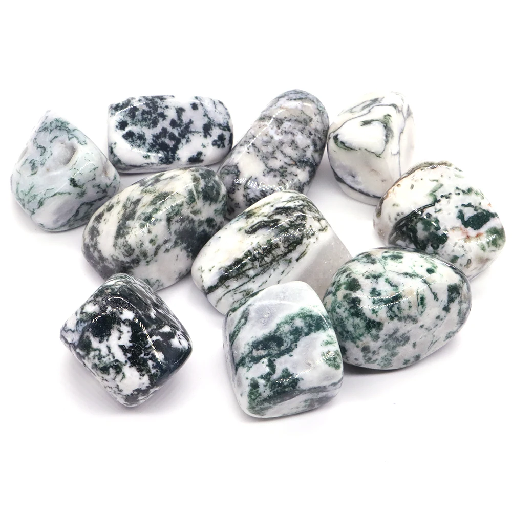 Natural Tree Agate Chakra Healing Gemstone Mineral Crystal Tumbled Stone Home Aquarium Specimen Decoration, Bulk Gift, Wholesale