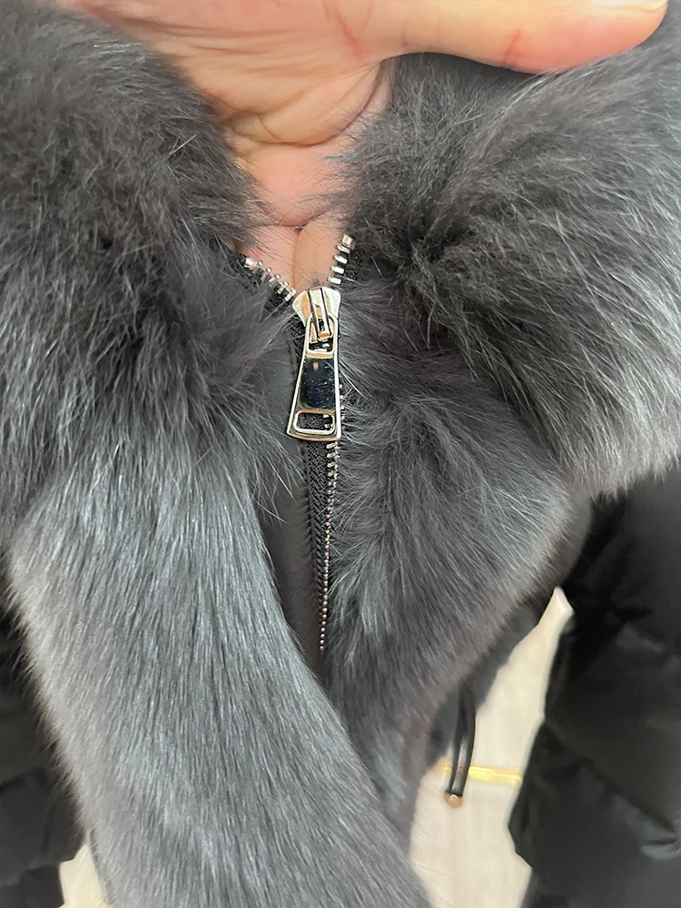 2024 Autumn Winter Women\'s Goose Down Jacket With Real Fox Fur Collar Thick Women Warm Coat Luxury Outwear New Female Coat