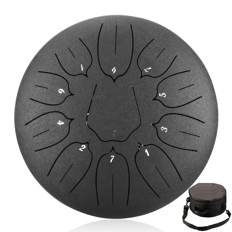 Hluru 10 Inch 11 Notes Glucophone Steel Tongue Drum D Tones Music Drum Ethereal Drum Percussion Instrument 11 Notes Steel Drum