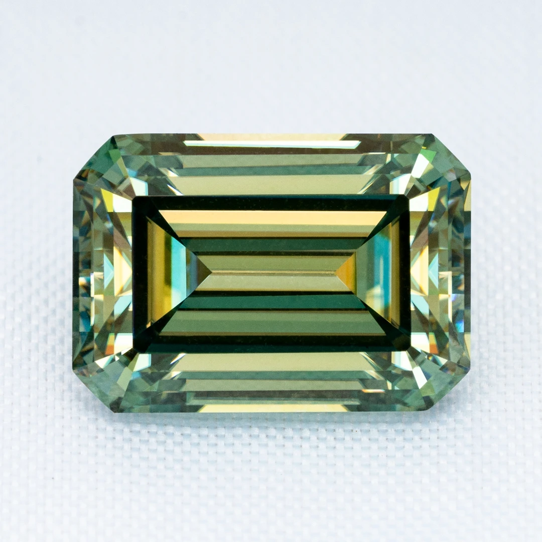 

1PC/Lot Yellow Green Moissanite Emerald Cut VVS1Moissanite For DIY Ring
