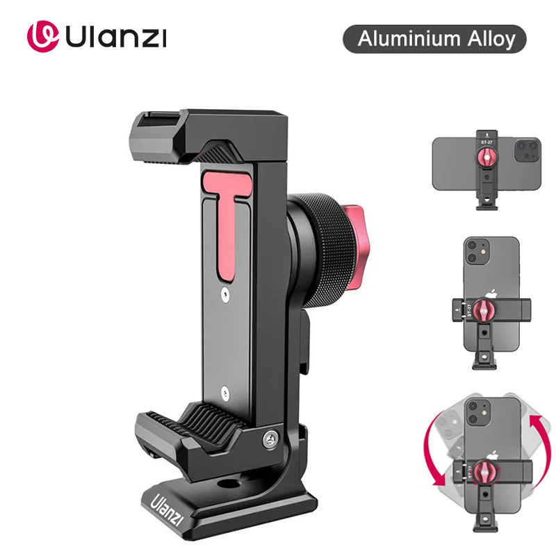 

Ulanzi ST-27 Metal Vertical Shooting Phone Mount Holder Clip with Cold Shoe for Rode Wireless Go Microphone Video Light Vlog