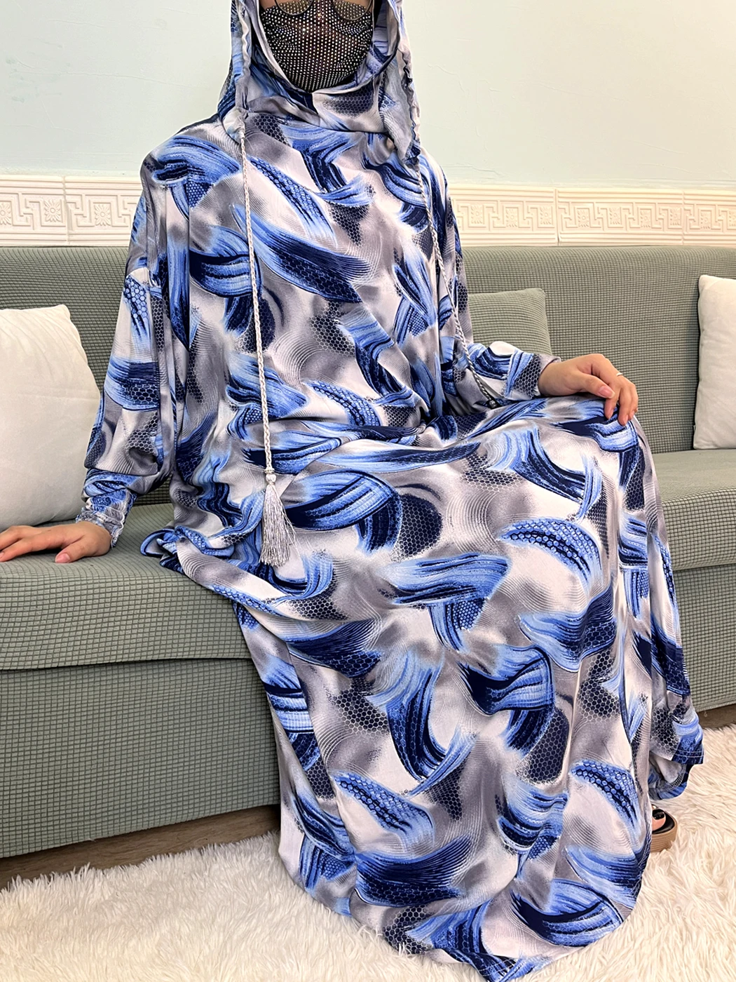 Manto de Oração Muçulmano para Mulheres, Ramadã, Algodão, Impresso, Solto, Manga Comprida, Dupla Camada, Encapuzado, Conjuntos de Abayas, 2021