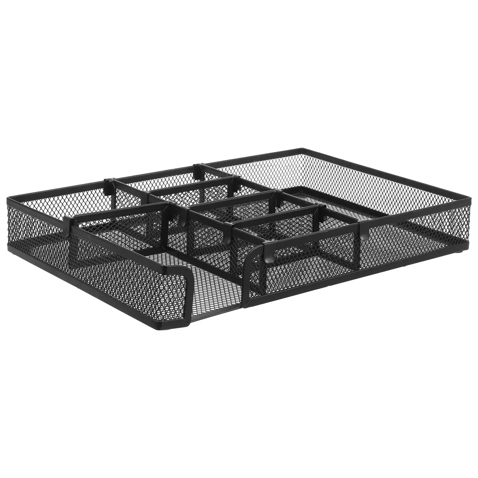 

Drawer Organizer Metal Mesh Tray Box for Desk Table Office Supplies Storage Solution Magazines Files Holder Black