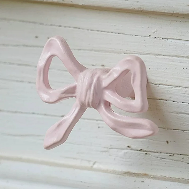 Elegant Pink Bow Metal Drawer Furniture Handles DIY Room Wardrobe Closet Pulls Drawer Knobs,Ideal for Cabinets, Dressers Handles