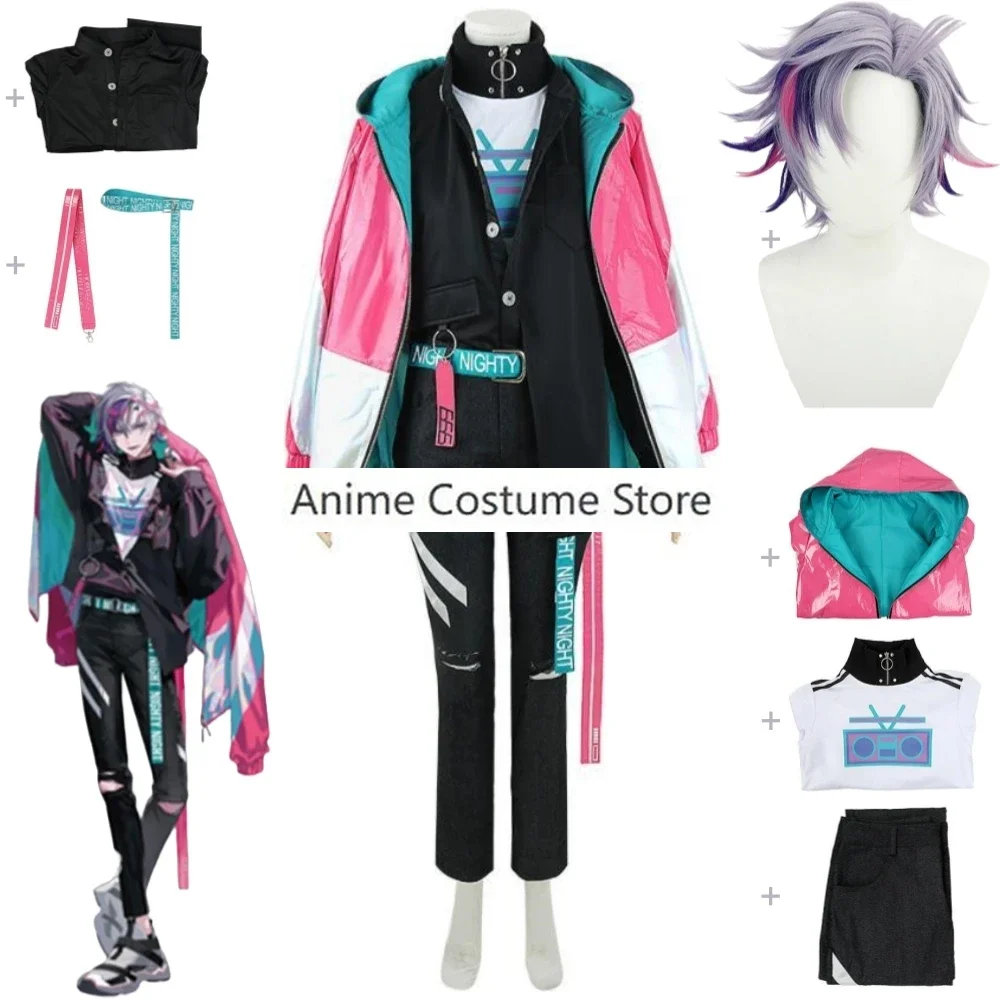 YouTuber VTuber NIJISANJI Fuwa Minato Cosplay Costume Wig Anime Adult Woman Man Rose Red Jacket Uniform Outfit Halloween Suit