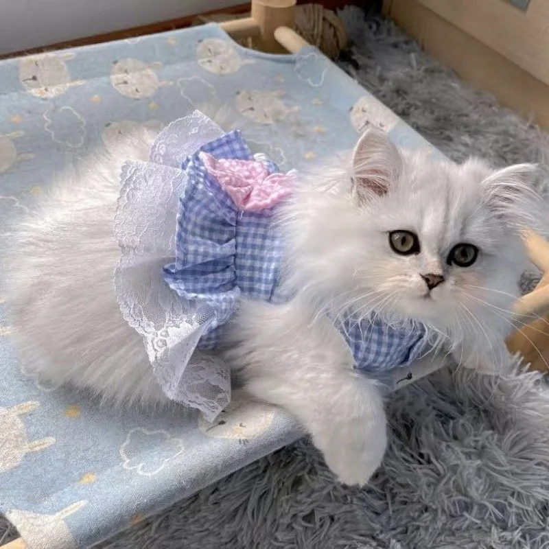 Cat Skirt Clothes Summer Thin Cute Princess Skirt Vest Puppet Teddy Kitten Small Dog Pet Clothes