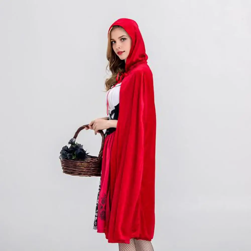 

Witchy Ensemble for Halloween Women's Little Witch Maid Cosplay Costume Set with Red Hat Cloak Dress for Halloween Party Stage