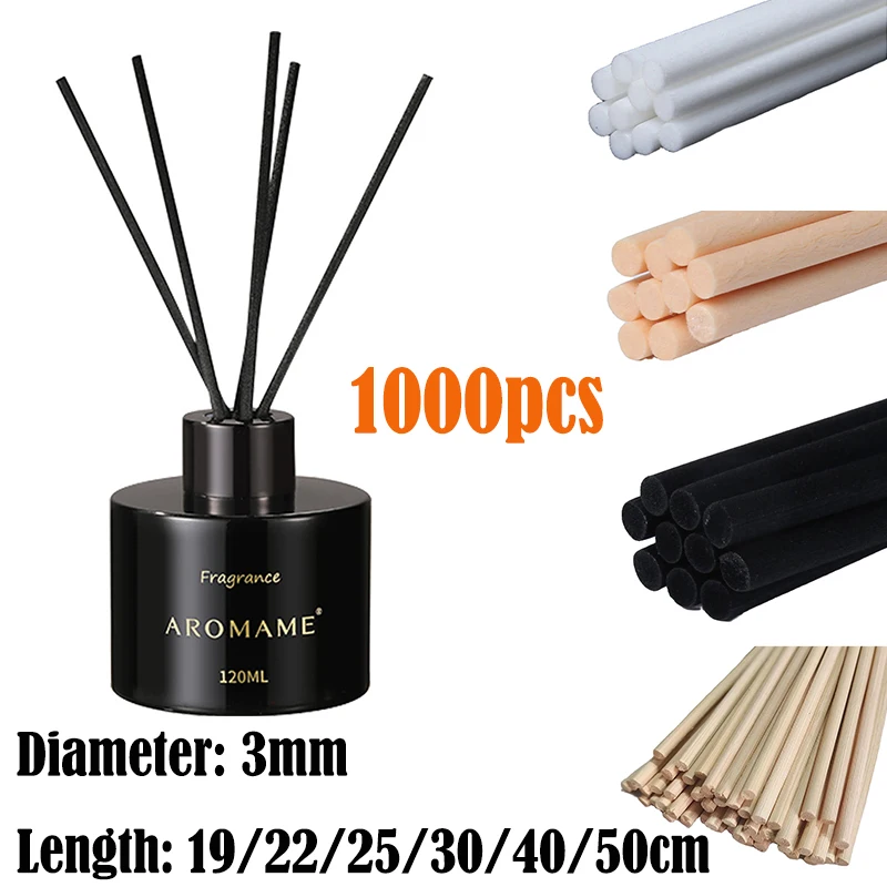 1000pcs 3mm Black/White Rattan Sticks Essential oil Reed Diffuser Sticks for Air Freshener Home Fragrance Oil Reed Sticks