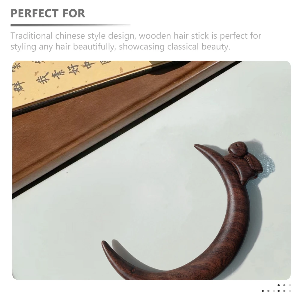 

Moon Hairpin Accessories Wooden Sticks Creative Fork Bun Hair Stick Chinese Design Smooth Textured Simple Versatile Women Hair