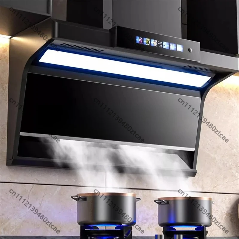 Smart Self Cleaning Range Hood Wall Mounted Dual Suction Top Side Smoke Extractor Low Noise Kitchen Exhaust Fan Cooker Hood