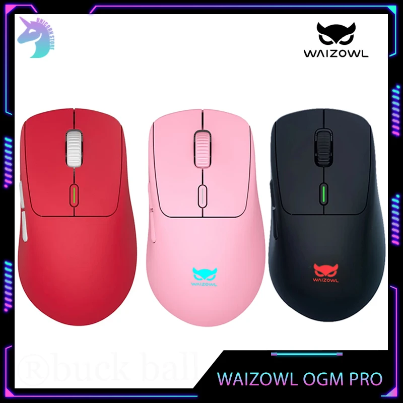 

WAIZOWL OGM PRO Gaming Mouse 3 mode Wireless Light Weight Ergonomics Surpass Speed PAW3395 26000DPI Office Esports Gamer Mouses