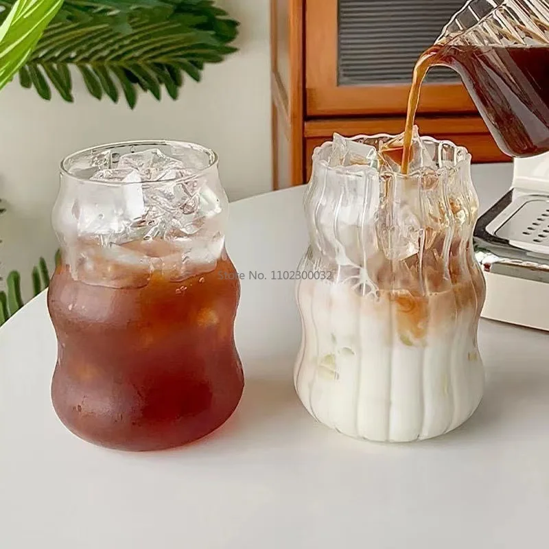 Ins Restaurant Iced American Coffee Cup Latte Juice Cup Cold Drink Drink Glass Cup Fruit Tea Cups Mug  Water Glass Drinkware