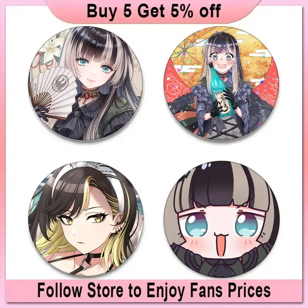 Vtuber J Kufuutei Raden أنيمي شارات أنيمي شارة ليزر مستديرة الكرتون بروش الملابس ظهره اكسسوارات التلبيب