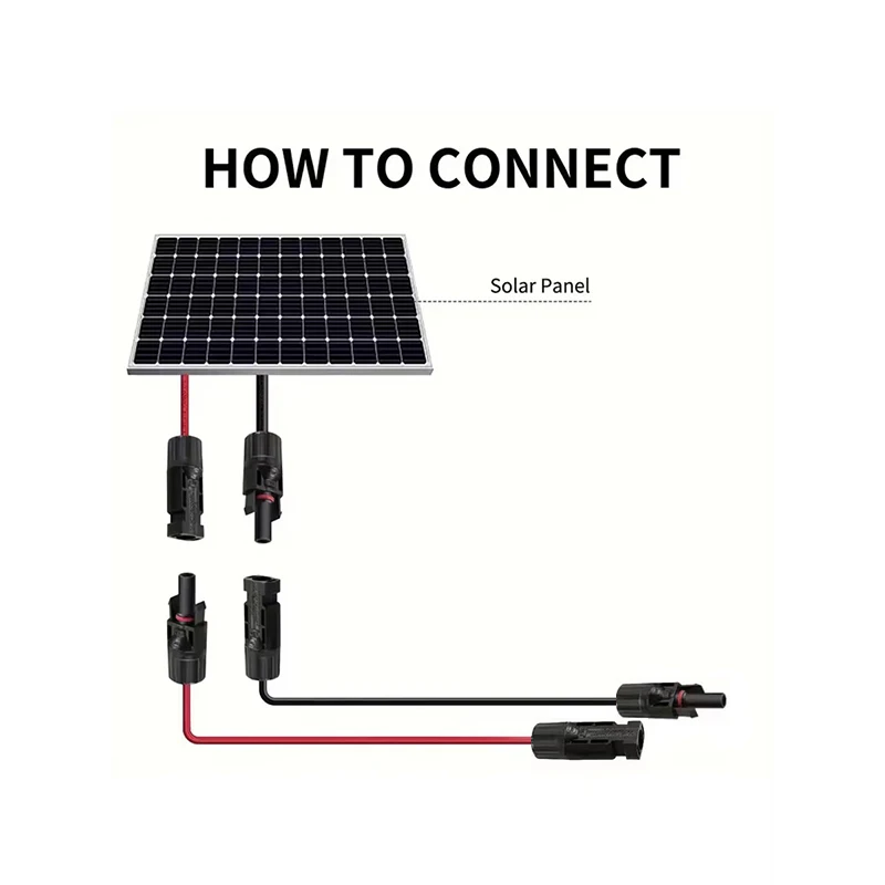 3.2ft -65.6ft 4/6mm2 Czarny/czerwony przedłużacz słoneczny DC 12/10AWG Przewód słoneczny ze złączem PV Używany w systemie paneli słonecznych 1m-20M — zdjęcie 5