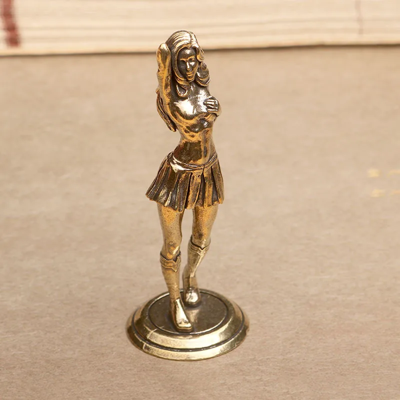 Little Fairy/ Retro Brass Pleated Skirt Beauty Desktop Ornaments Metal Figure Sculpture Living Room Home Decoration Gift