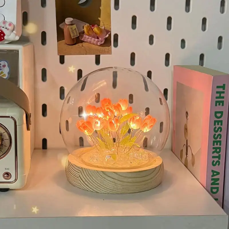 Artificial Tulip Flower LED Night Light Ornamentos, Handmade Bedside Lamp, Decoração do quarto, Presentes de aniversário, 10 Pcs, 5 Pcs, 3 Pcs, 1Pc