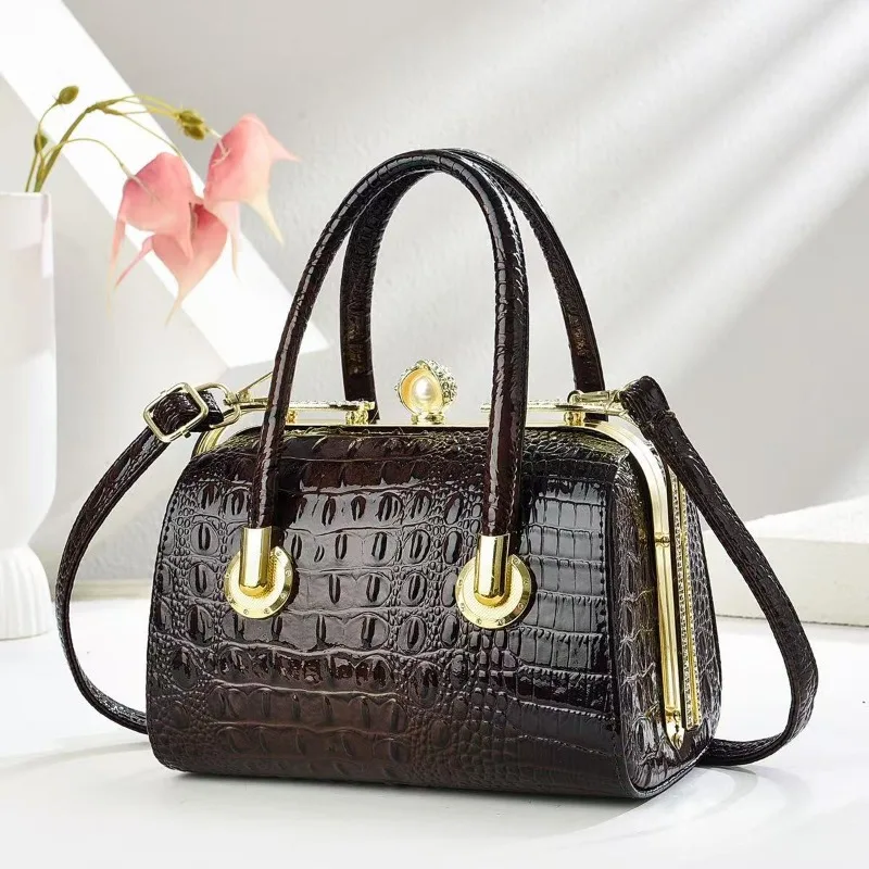 

New Luxury Diamond Handbags Women Bags Designer Crocodile Pattern Ladies Boston Shoulder Bag High Quality Womens Casual Tote Bag
