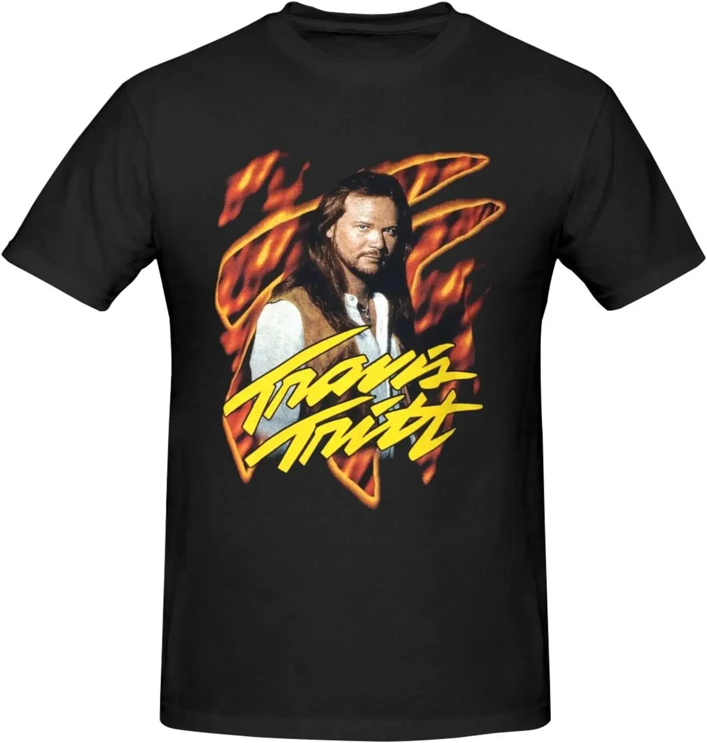 

Travis Music Tritt Shirt Fashion Performance Basic Short Sleeve T-Shirt, Classic Crew Neck Casual Top Black