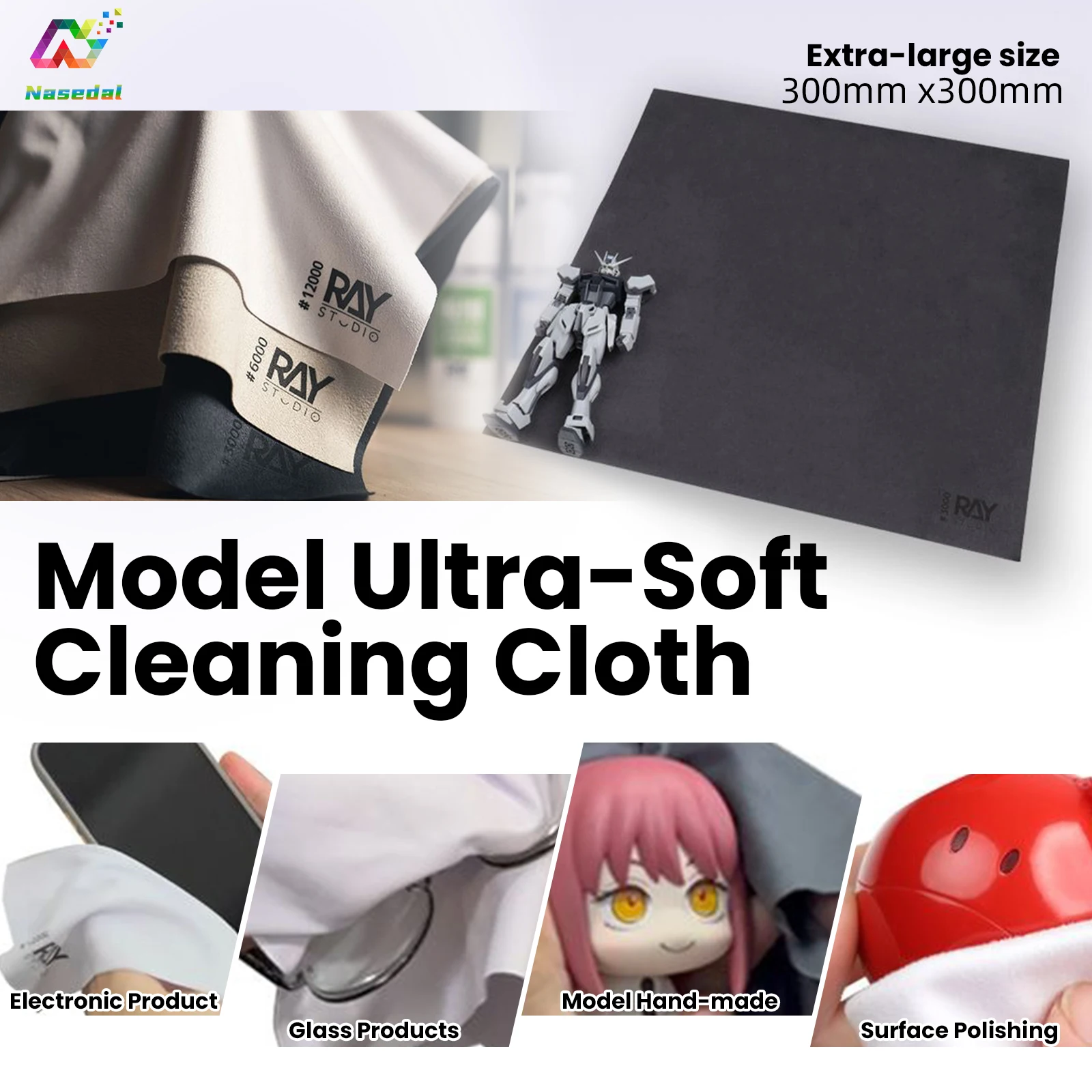 RAYSTUDIO Model Ultra-soft Polishing Cloth #3000 #6000 #12000 for Gundam Scale Model Figure Cleaning Cloth Size 300mm*300mm