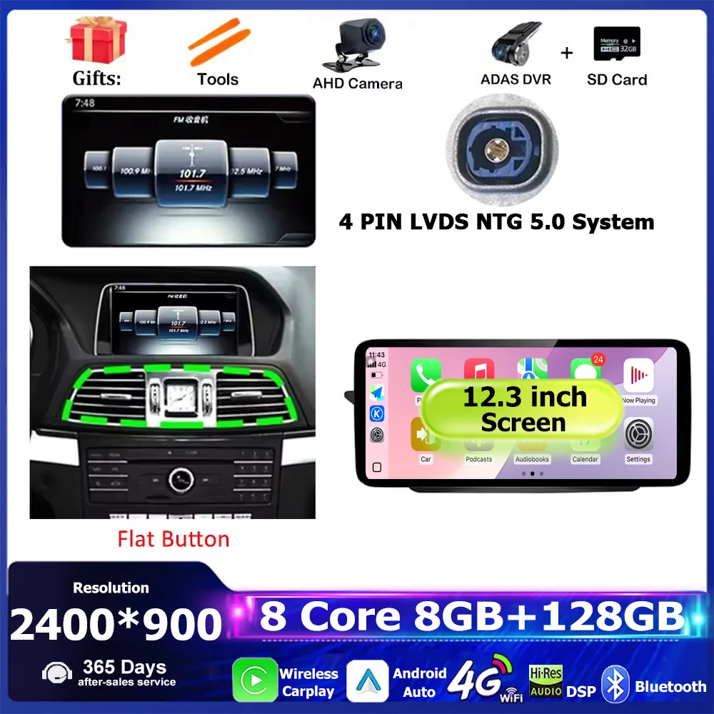 Android 16 Voor Mercedes Benz E Klasse C207 W207 A207 2009-2016 Autoradio Multimedia Stereo GPS 4G Draadloze CarplayPlayer WiFi