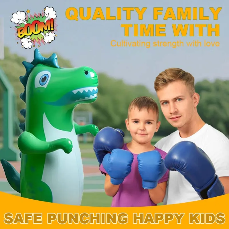 Inflatable Dinosaur Punching Bag Tumbler Toy, 3 Bright Colors PVC Punch Toy Kids Stress Relief Play Toy for Indoor Outdoor