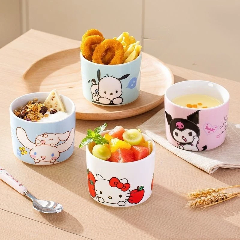 مرحبا كيتي كورومي سينامورول لطيف الكرتون وعاء وعاء الأرز المنزلية أدوات المائدة الإفطار دقيق الشوفان الفاكهة طبق للسلطة بالجملة #1
