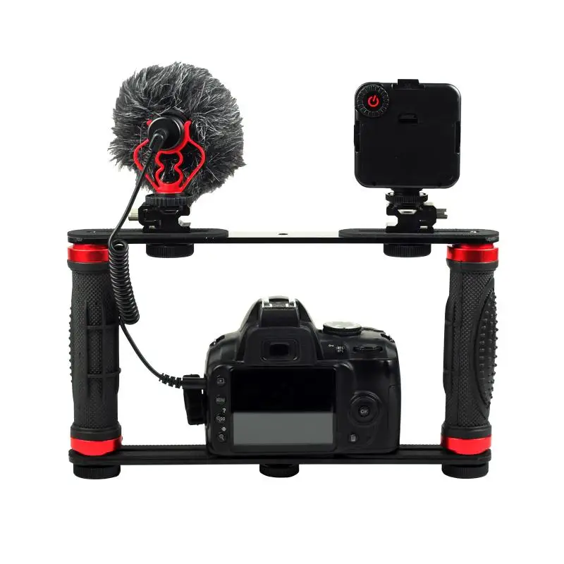 Podwójne ramię wspornik nurkowy latarka taca stabilizator uchwyt do Sony Gopro SJCAM kamera akcji kamery Smartphone