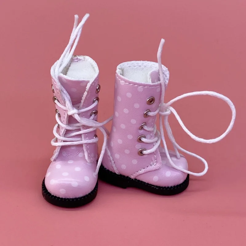 Tilda 1/8 Doll Boots Toy Shoes For Blythe Pullip Doll,3.6cm Mini Polka Leather Boots Shoes for Blyth Accessories for Dolls Toys