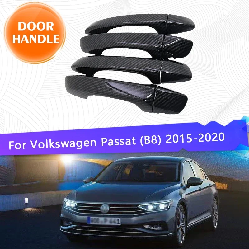 Car Door Handle Cover For Volkswagen Passat GT B8 2015~2022 Scratch Proof Carbon Fiber Cover Trim Set Exterior Parts Accessories