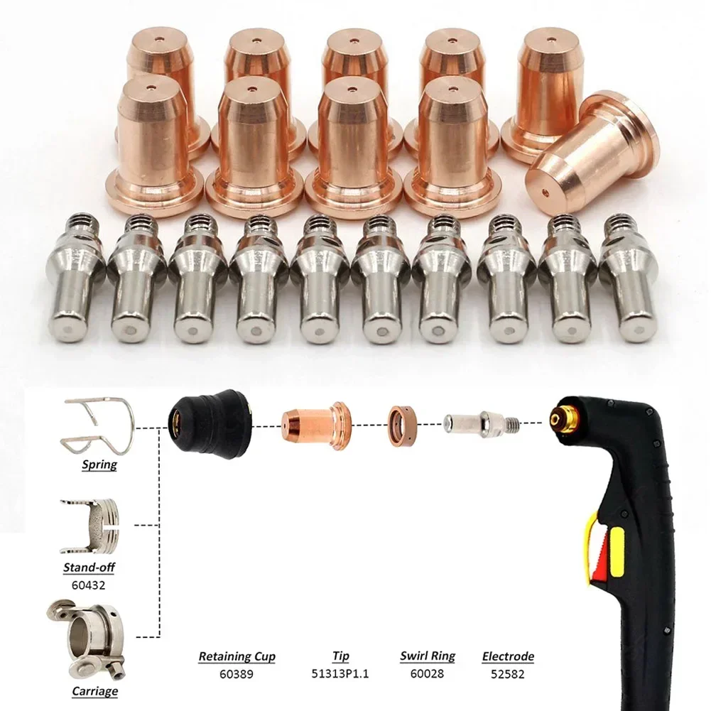 52582 51313 1.0 Plasma Nozzle Elektrode Voor PT60 PT40 IPT-40 Torch Plasmasnijden Schild Cap 40-50A Lassen onderdelen