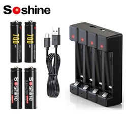 Soshine 3.2V 14500 LiFePO4 700mAh Rechargeable Battery AA 700mAh Batteries and AA AAA 14500 10440 Smart Battery Charger 4 Slot
