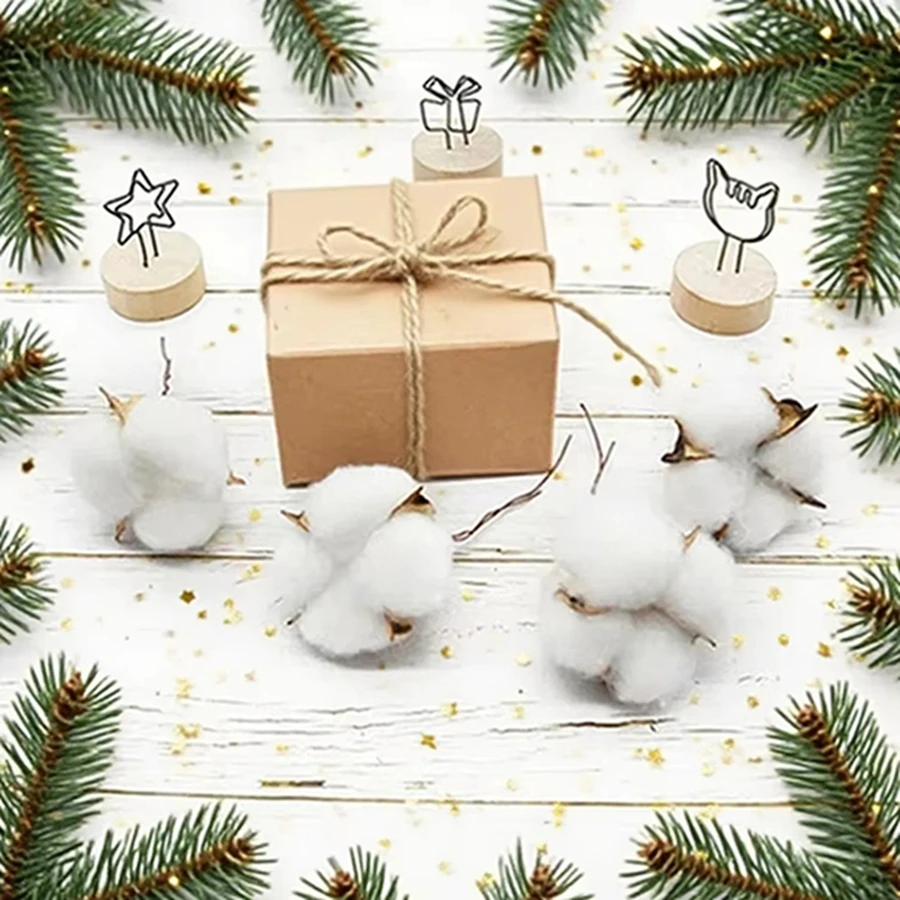 

50/100Pcs Artificial Flowers Fake Cotton Ball Christmas Tree Plants Wreath Wedding Home Living Room Table Centre Decorative Prop