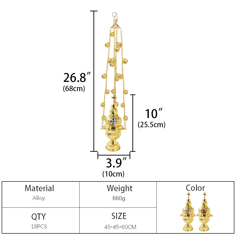 HTISOK Orthodox Church Incense Christian Hanging Incense Burner with Chain Mass Prayer Easter Orthodox Church Incense Burner