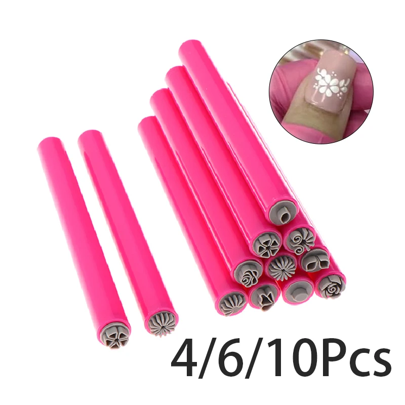 4/6/10PCS Nail Art Stamp Pen Nail Art Stamp Pen Handicraft Nail Art Flower Stamp DIY Nail Art Tools Brush Design Manicure