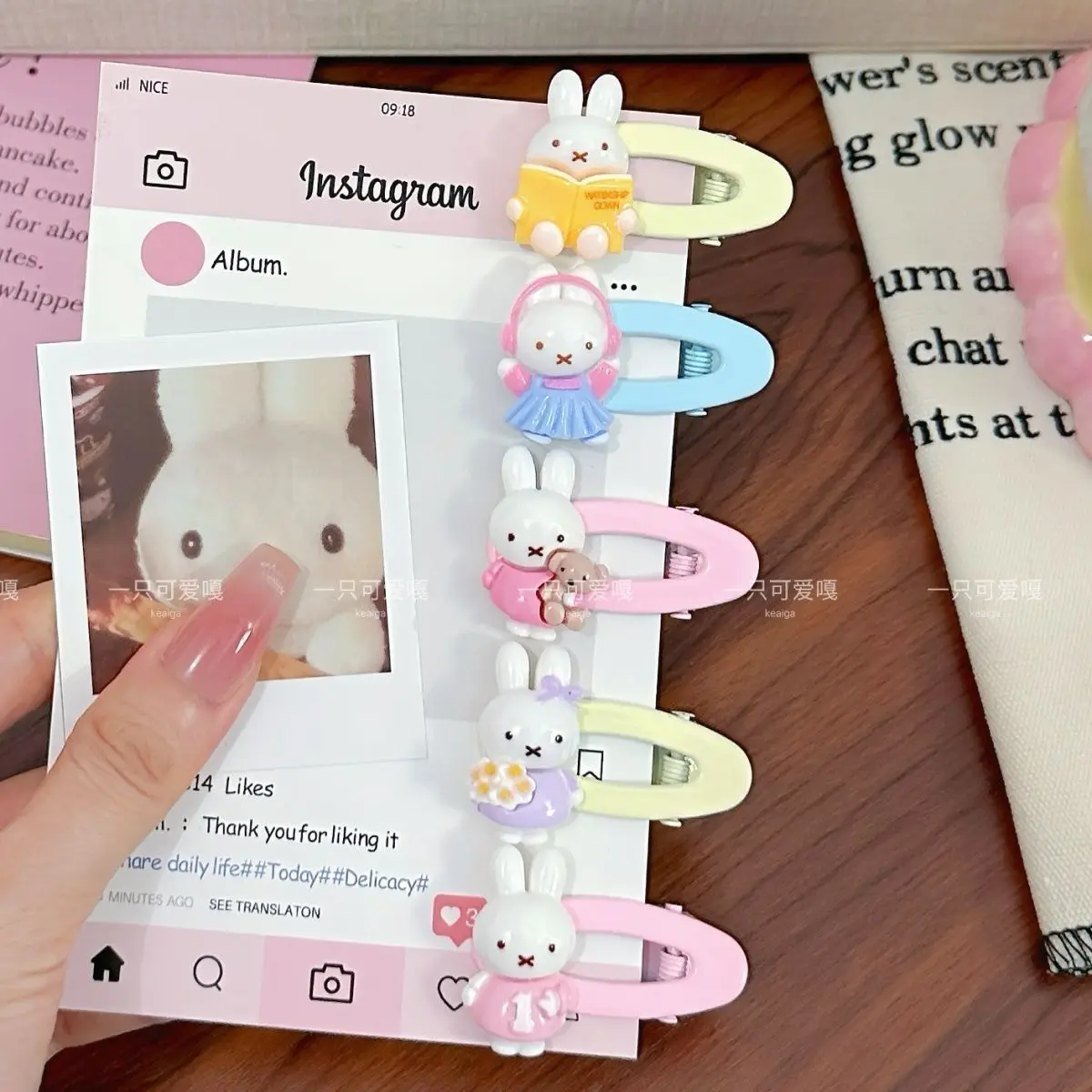 5 SZT. Spineczek do włosów Miffy Słodkie Dziewczęce Kolory Dopaminowe Kreskówkowe Klipsy z Kaczym Dziobem Uczennice Dzieci Kawaii Kreskówkowe Akcesoria do Włosów Prezent